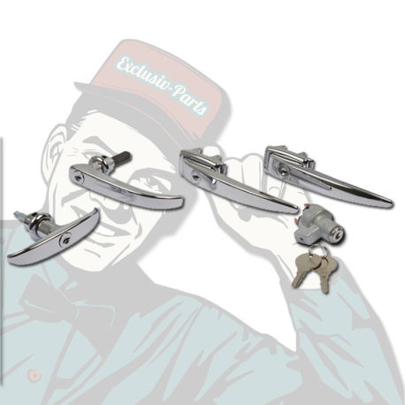 Schließgarnitur VW T1, 211898002, 211837205D, 221837206, 211829231A, 211841635B, 211905811C, 221841631E, 221841631C