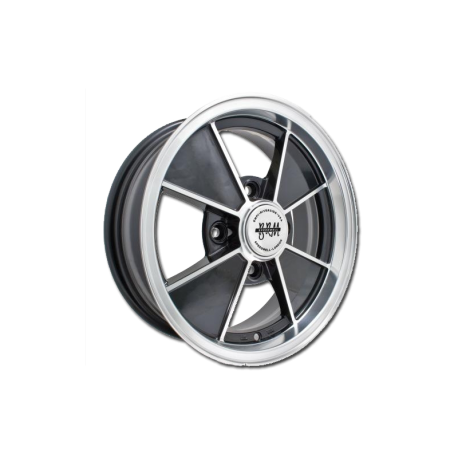 Alufelge BRM, 5.5x15, schwarz, poliert VW Käfer, VW T1, VW T2, EMPI