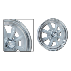 Empi GT 8 Alufelge, 5.5x15, weiß, poliert VW Käfer, VW T1, VW T2