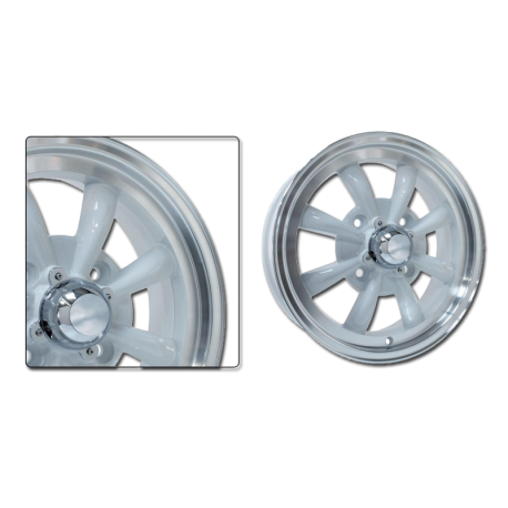 Empi GT 8 Alufelge, 5.5x15, weiß, poliert VW Käfer, VW T1, VW T2