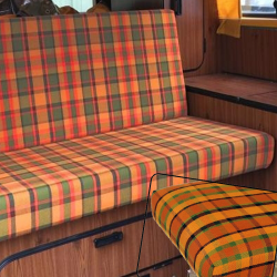 Sitz und Lehnenbezug VW T2, orange, grün/rot, Westfalia