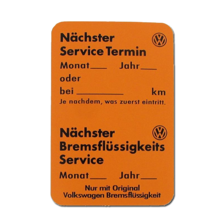 Aufkleber Service Termin VW Käfer, VW T1, VW T2, VW Golf, VW Jetta, VW Caddy, ZCP902672